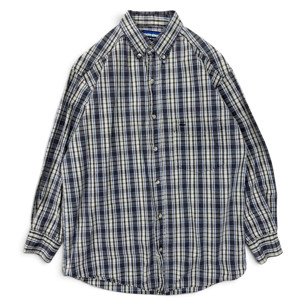 Vintage Poore Simon's Jeanswear Plaid Button Down Shirt 90s Oversized S Denim